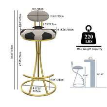 29 Inch Bar Stool Set - Counter Height Stool, Velvet Counter Stool, High Stool With Backrest And Metal Legs, Medieval Modern Bar Chair For Kitchen Island, Dining Room Chair - B-gold (football Print Bench) - View 11