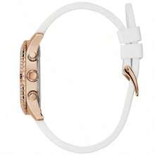 Guess 女士石英表，石英机械，不锈钢表壳，硅胶表带，防水，适合日常聚会等场合 W1098L1 - 玫瑰金+白色錶帶 - 查看 4