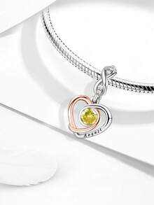 1个925纯银爱心月份吊坠，适合DIY手链，女士饰品 - 銀色 - 查看 7