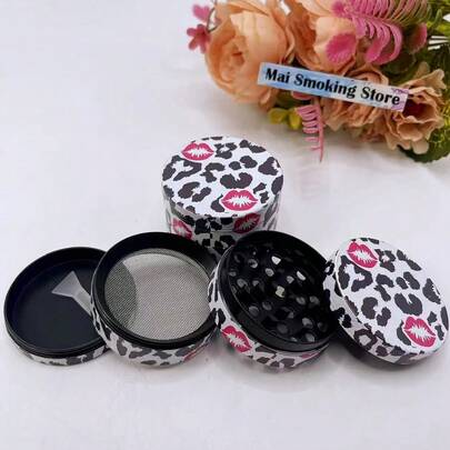 Molinillo de tabaco de metal de 50 mm con estampado de leopardo, moledor manual de 4 capas de aleación de zinc, accesorio para cigarrillos, regalo