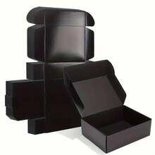 20个黑色纸板盒,小纸盒,飞机盒,迷你包装盒,手工皂包装,分隔盒,适用于小型企业包装,邮寄礼品盒,生日,婚礼,毕业典礼,圣诞节,情人节,多种尺寸可供选择 - 黑色 - 查看 2