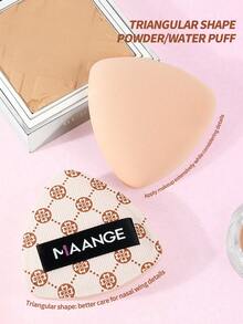 MAANGE 1pc Highly Absorbent Triangle Powder Puff Professional Portable With Case Travel Makeup Sponge Dry And Wet Dual-Use Foundation Puff Cosmetic Applicator For Powder Liquid Facial Makeup Tools Gift For Women & Girl - 杏色 - 查看 8