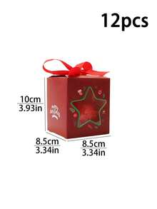 6件/12件圣诞苹果礼盒（配星丝带）、圣诞平安夜礼盒、卡通圣诞杯蛋糕盒、曲奇牛轧糖巧克力盒 - 彩色 - 查看 10