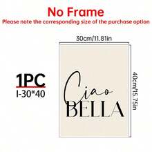 1pc Ciao Bella Poster Decoration, Wall Art, Girly Room Decor, Cute Wall Art, Pink Retro Poster, Wall Decoration Poster, Wall Canvas Decoration, Ideal Gift For Bedroom Living Room