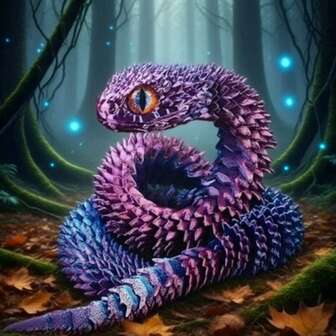 1 件盘绕蛇雕像 - 3D 打印柔软可动蛇玩具，带蛇蛋，神话生物设计，家居装饰减压玩具，适合圣诞节，适合 14 岁以上（随机眼睛颜色），烦躁玩具，玩具，感官玩具，青少年玩具，发光，抗压玩具，玩具，生日/复活节