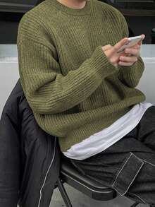 Lightweight, Loose Fit Knit Sweater With Textured Pattern, Casual Unisex Design, Suitable For Autumn And Winter, Long Sleeve Top