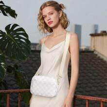 Checkered Crossbody Bag For Women Small Cute Purses  Shoulder Handbags Wide Strap - Beige Check - View 6