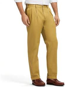 IZOD Men's American Chino Double Pleated Classic Fit Pant - 卡其色 - 查看 2