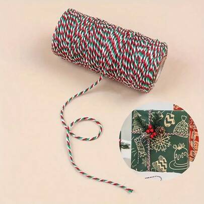 1 Roll Of 3937.01 Inch Christmas Tricolor (Red, White, Green) String, 2mm Thick Craft String, Suitable For Gift Wrapping, Decoration And DIY Projects Christmas Decorations Winter Room Decor