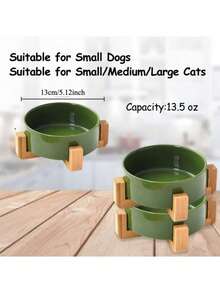 陶瓷狗碗带木架，重型防溢宠物食品和水碗套装，防滑稳定底座，慢速喂食器，易于清洁