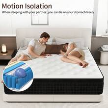 King Queen Full Twin Size Mattress,Memory Foam And Innerspring 12/14 Inch Hybrid Mattresses Bed Medium In A Box - Đen và trắng - Xem 3