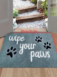1pc New Dog Paw Print Welcome Mat, Suitable For Living Room, Bedroom, Indoor - Machine Washable - Flannel Material, Delicate Wrap, Skin-Friendly, No Pilling, Water-Resistant Easy Care, Odorless - Ideal For Home Decor, Room Decor, Living Room Carpet, Bedroom Carpet, Bathroom Carpet, Kitchen Carpet, Area Rug, Hotel Decor - Area Rug, All Season Use.