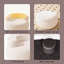 Lamb Wool Shoe Changing Stool, Home Use Small Stool With Backrest, Round Stool, Living Room Sofa Stool, Entrance Shoe Changing Stool, Small Chair