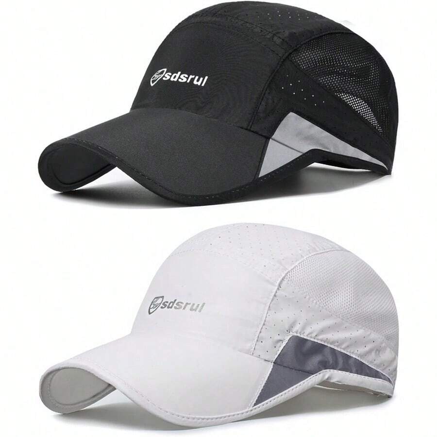 2 Packs Gorra de Béisbol Transpirable for Men, Protección Solar de Secado Rápido, Malla Plegable Lavable, Ligera Sombrero de Verano al Aire Libre con Hebilla Ajustable