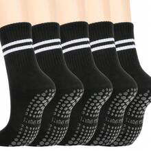 3/5 双普拉提防滑袜，女士普拉提防滑袜，普拉提粘性袜，瑜伽桶袜（带防滑功能），黑白粉色运动