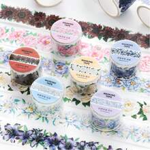 2m/Rolle Dekorative Washi Tape mit Blumenmotiv, kreative ästhetische Aufkleber, DIY Scrapbooking Bastelbedarf, Geschenke, personalisierte Planer Schulbedarf