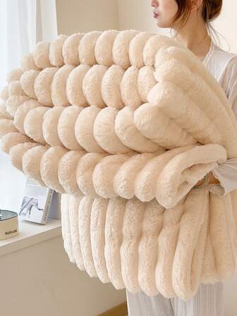 1pc Thick & Warm Ultra-Soft Striped Throw Blanket - Machine Washable Polyester, Allergy-Friendly, All-Season Cozy Comfort For Couch, Bed, Or Gift - Mixed Colors, Throw Blanket For Couch, Neutral Home Decor, Hypoallergenic Material,Autumn Decor,Winter Decor,Room Decor,Back To School