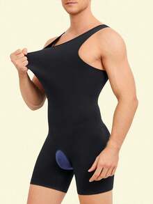 TAILONG Men Shapewear Tummy Control Bodysuit Waist Trainer Full Body Shaper Compression Shirts Shorts Slim Belly - Black - View 8