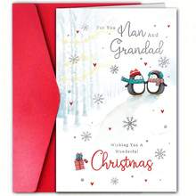 1/2/5/10pcs Charming Christmas Greeting Card For Nan And Grandad, Featuring Penguins, Snowflakes & Hearts, Ideal For Family Holiday Wishes, Christmas Cards, Suitable For Men, Women, Friends And Family - Multicolor - View 4