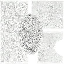 White Bathroom Rugs Sets 4 Piece With Toilet Lid Cover, Non Slip Bathrooats Extra Soft Chenille Bath Rugs Absorbent Shaggy Rugs Perfect Plusats U-Shaped Toilet Rug Batroom Set,18821268 - White - View 1