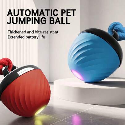 1pc ABS Dog Electric Waterproof Color Changing Jumping Ball Toy, Self-Entertaining, Chew Resistant, Pet Intelligent Automatic Walking Ball