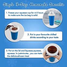2PCS Slushie Maker CupDIY Magic Quick Frozen Smoothies Cups For Homemade Milk Shake Ice Cream Maker Cooling Cups Double Layer Squeeze Slushy Maker Cup Birthday Funny Gifts For Friends AndFamily - 藍色+綠色 - 查看 3