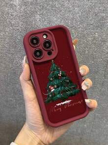 圣诞树图案酒红色加厚精密孔位极简防摔手机保护壳，兼容 16/ 16 Pro/ 16 Pro Max/ 16 Plus/ 15 XR/7/8/ 15 Pro Max/12 Pro Max/13 Pro Max/14 Pro Max/13/14/11/12/14，女款P11软壳P12防摔XS/XR/78P/78GES2，兼容手机壳 - 彩色 - 查看 6