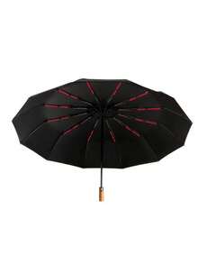 1pc Automatic Oversized Umbrella, Dual Use Sunshade & Rain Umbrella, UV Protection, Foldable Black Coating Umbrella
