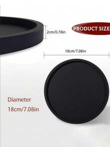 1 szt. Nowoczesna, czarna, okrągła taca ze świecznikiem – wystrój rustykalny, odpowiednia do domu, kuchni i łazienki – idealna do kawy, herbaty lub eksponowania przedmiotów, klasyczna struktura, idealna taca świąteczna