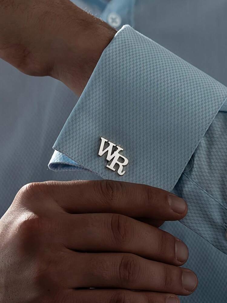 Custom Two-Letter Cufflinks For Men, Custom Stainless Steel Cufflinks, For Men's Suit, Shirt, Wedding, Business, Father's Day Gifts - Cufflinks 2 - View 11