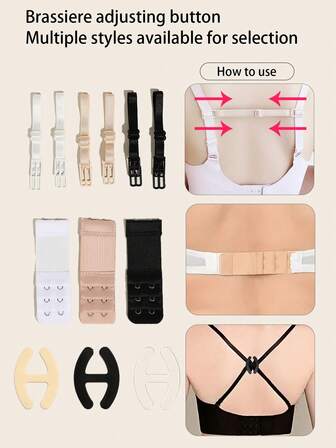 7pcs/1set Elegant Women's Lingerie Accessories, Underwear Shoulder Strap Fixing Buckle, Underwear Extension Buckle, Accessories Set For A Wide Range Of Women's Underwear