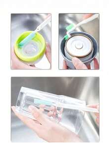 2 pièces Set de brosses de nettoyage polyvalentes pour la cuisine, brosse spirale manuelle pour bouteilles et tasses, brosse de nettoyage à long manche pour les bouteilles, tasses à lait, sucettes, couvercles de tasses isothermes, évier domestique, sans électricité requise