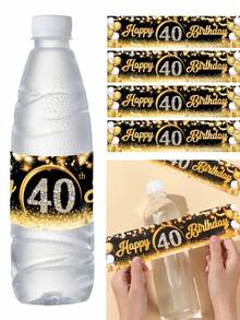 10 个黑金色 18 岁 21 岁 30 岁 40 岁 50 岁 60 岁生日瓶贴纸，带有“生日快乐”，饮料矿泉水瓶装饰贴纸，生日派对装饰用品，生日礼物，派对礼物，18 岁生日装饰，30 岁生日装饰，40 岁生日装饰，50 岁生日装饰，60 岁生日装饰