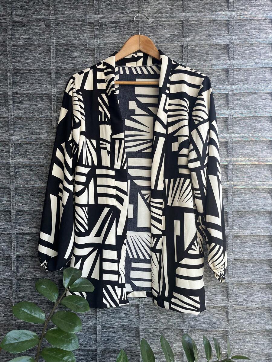 Women's Kimono Blouse Cardigan Kimono Dune Beach Cover-Up New Year Red And Yellow - 印花黑 - 查看 1