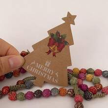 120 pièces Étiquettes cadeaux en papier kraft imprimées d'étoiles et d'arbres de Noël, décoration d'emballage de cadeau de cuisson, fournitures de fête