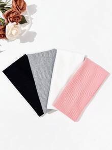 4pcs Women's Fashion Casual Solid Color Knitted Elastic Wide Headbands, Soft & Comfortable Sweat-Absorbent, Suitable For Daily Commute, Fitness, Outdoor Sports, Can Be Matched With Any Occasion Fall Winter Hair Band Hair Accessories For Women For Vacation Outfits Woman Women Bandanas Winter Head Scarf