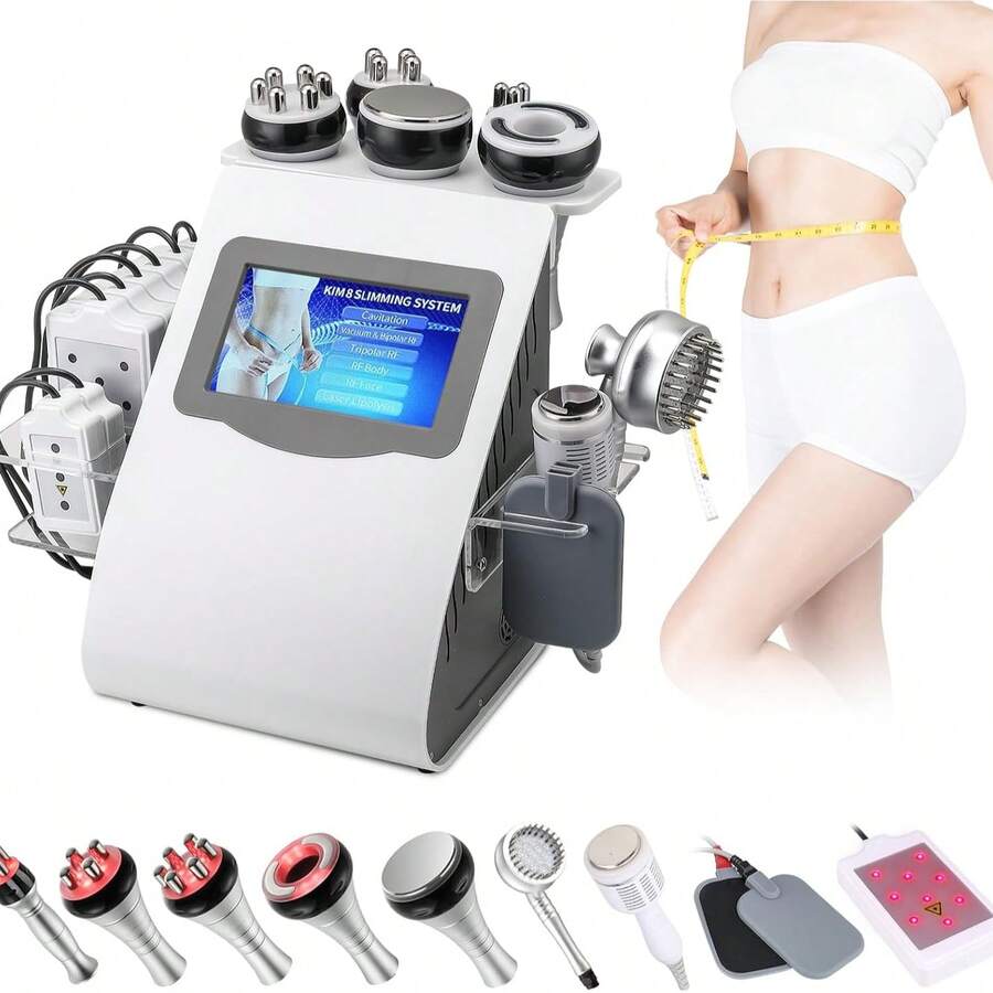 Máquina de Cavitación 9 En 1, Dispositivo de Radiofrecuencia de Cavitación 40K, Máquina de Belleza y Estiramiento de La Piel de Todo El Cuerpo, Máquina Multifuncional de Eliminación de Celulitis - Plateado - Ver 1