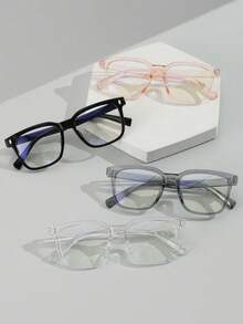 1/2/3/4副装男士夏季亚克力休闲时尚黑色长方形眼镜，适合日常阅读、工作通勤、电脑游戏、看电视和使用手机。 - 彩色 - 查看 9