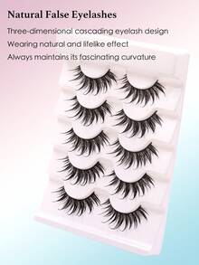 FindLove 5 Pairs Wet Lashes 10-18mm Manga Lashes Spiky Thick Fluffy Style False Eyelash Wet Look Lashes Moist Faux Mink Lashes Fluffy Messy Eyelash Extensions Long Curling Dramatic Individual Lash Clusters For Holiday Parties Halloween Christmas False Eyelashes Makeup Tools - Black - View 4