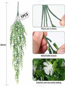 1 bó hoa giả trang trí DIY mô phỏng chân thực, chống tia UV, thích hợp cho hành lang nhà, vườn, sân, bàn ăn, phòng khách, trang trí tiệc cưới, hoa giả trang trí, cây giả - trắng - Xem 7