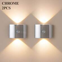 LED Bewegungsmelder Nachtlicht, Induktionslampe, LED Wandleuchte, USB aufladbar und mit 1200mAh Batterie betrieben, Büro Innenbeleuchtung, einfache Installation für Zuhause Dekoration (Schlafzimmer/Badezimmer/Küche/Flur) Stimmungslicht