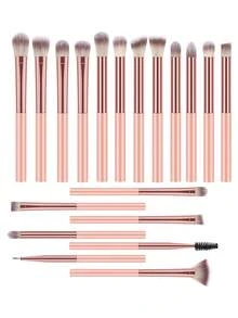 Set de 25 brochas de maquillaje todo en uno: brochas de fibra sintética premium ultrasuaves con formas completas para rostro y ojos (base, rubor, sombra de ojos). Aptas para todo tipo de piel, ideales para maquillaje diario, looks de oficina y viajes. - Multicolor - Ver 13