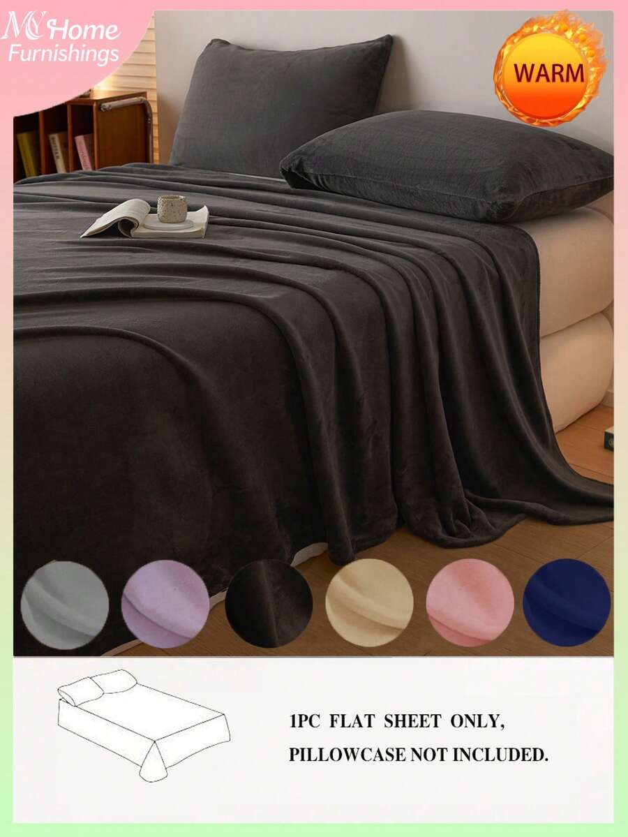 1pc Crystal Velvet Solid Color Flat Sheet, Bedding, Soft & Skin-Friendly, Multiple Colors Available, Simple & Fashionable Home Decor, Suitable For Men, Women, Dorm, Bedroom, Soft & Comfortable Bedding, Machine Washable, Simple & Casual Daily Use, Available In Twin, Full, Queen, King Sizes - Multicolor - View 1