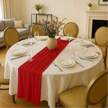Red Cheese Cloth Table Runner, Rustic Boho Cheesecloth Table Cloth For Wedding, Baby Shower, Bridal Shower, Birthday Party, Home Decor - Red - View 5
