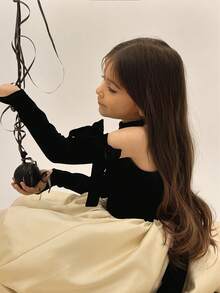 Young Girl Handmade Beaded Bow Party Elegant Grapefruit Dress, Princess Dress Suitable For Girls Birthday Party, Banquet, Ball, Evening Gown, Flower Girl, Bridesmaid Dress, Graduation, Pageant, Holiday Celebration - Black - View 6