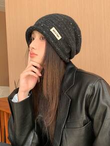 1 pezzo Berretto a cuffia lavorato a maglia di colore unito da donna, casual e alla moda, leggero e confortevole, adatto per grandi circonferenze della testa, ideale per l'autunno, per l'uso quotidiano e per attività all'aperto - Multicolore - Visualizzare 13