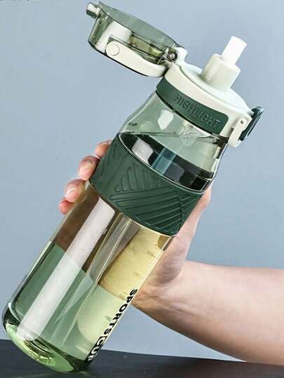 1pc 1000ml/800ml/600ml Unisex Leakproof Portable Outdoor Sports Water Bottle, Durable & Sturdy Large Capacity Water Jug Made Of PC Material, Green With Safety Cap And Handle - Ideal For School, Cycling, Fitness, Outdoor Activities, Halloween, Christmas And New Year Celebrations, Birthday Gift