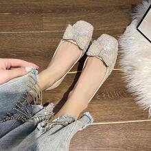 SAILING LU Square Toe Flats Shoes Rhinestoned Bowknots Ballet Flats For Women Studded Dress Shoes Comfort Light Weight LoafersChristmas - G-mơ - Xem 9