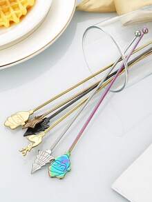 1pc Stainless Steel Christmas Element Cocktail Stirrer, Spherical Stainless Steel Coffee/Tea Mixing Spoon