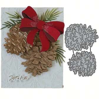 1pc Christmas Pine Cone Template, Metal Embossing Mold, Suitable For Christmas Cards, Scrapbooking, Albums, Paper Craft Enthusiasts, Elegant Paper Crafts And DIY Projects, Christmas Holiday Decor